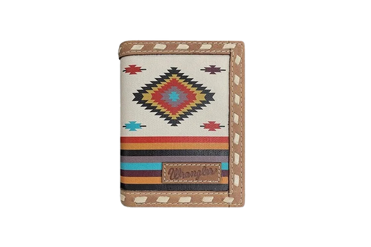 Wrangler Men's Navajo Pattern Digital Printed Canvas Tri-Fold Wallet