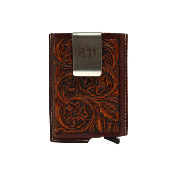 3D Men's Smart Wallet Tooled Brown