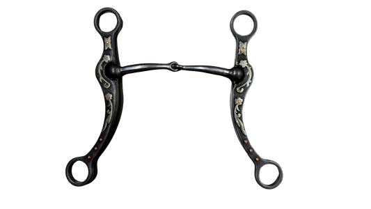 Black Floral Smooth Snaffle Shank Bit