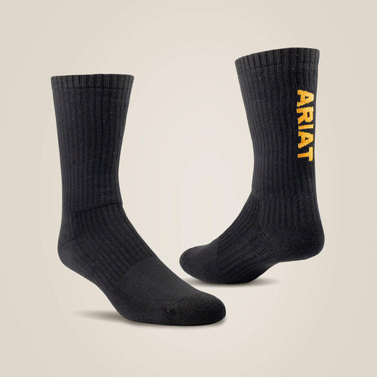 Ariat Premium Ringspun Cotton Crew Work Socks-3 Pair Pack