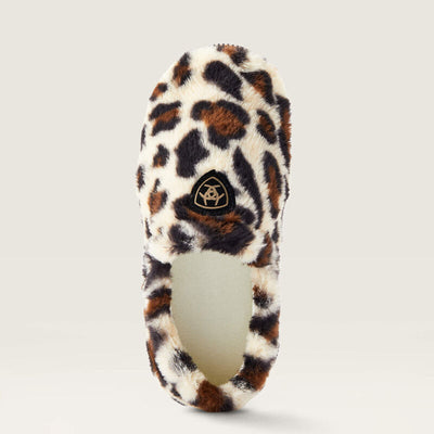Ariat Women's Fuzzy Cream Leopart Print Snuggle Slippers