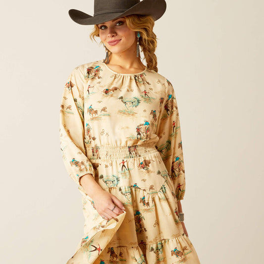 Ariat Women's Retro Ranch Print Handkerchief Dress