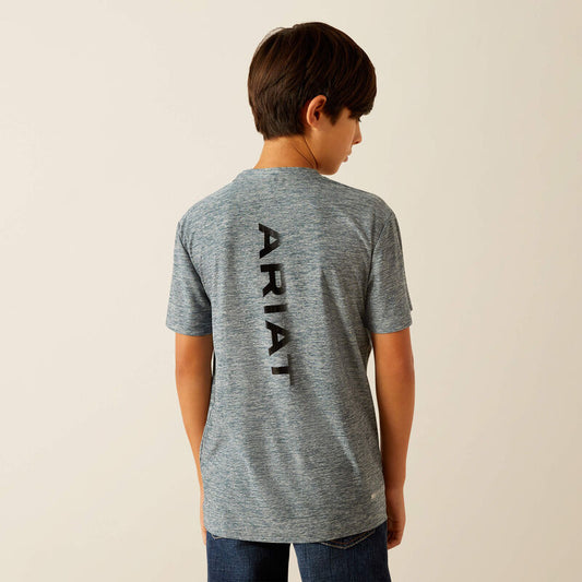 Ariat Boy's Vertical Gradient Charger Newsboy Blue T-Shirt