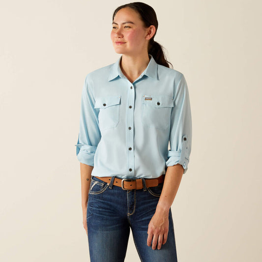 Ariat Women's Rebar Made Tough VentTEK DuraStretch Milky Blue Work Shirt