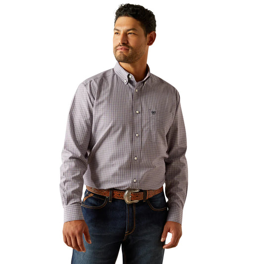 Ariat Men's Wrinkle Free Roger Classic Fit Dark Purple Plaid Button Down Shirt