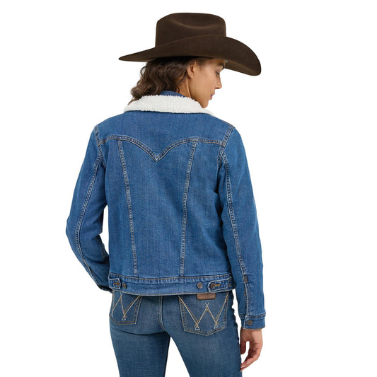 Wrangler Women's Retro Sherpa Lined Western Denim Jacket
