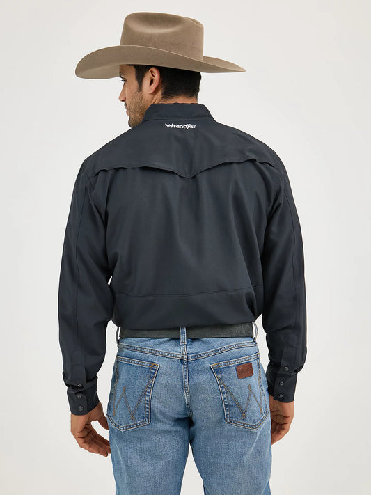 Wrangler Men's Performance Snap Long Sleeve Solid Black Shirt