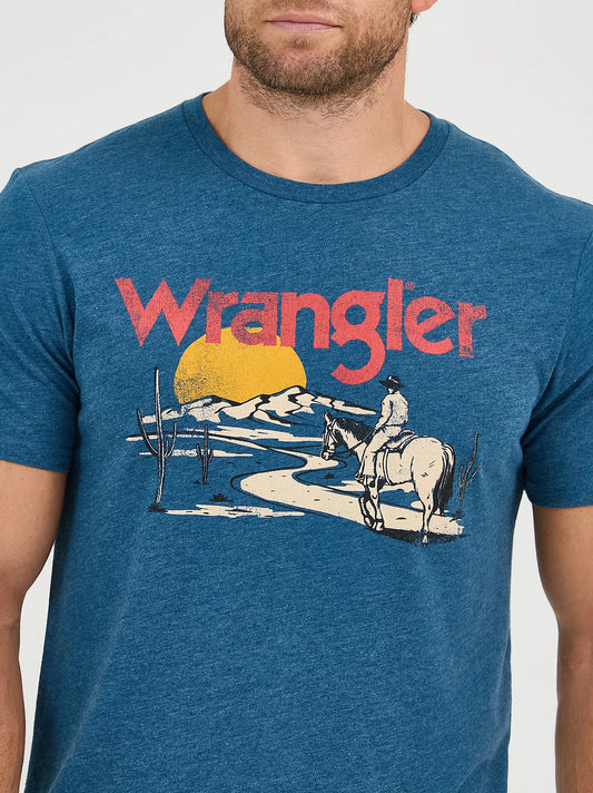 Wrangler Men's Cowboy Desert Graphic Navy T-Shirt
