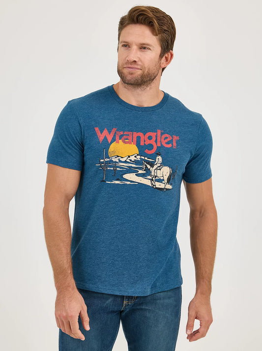 Wrangler Men's Cowboy Desert Graphic Navy T-Shirt