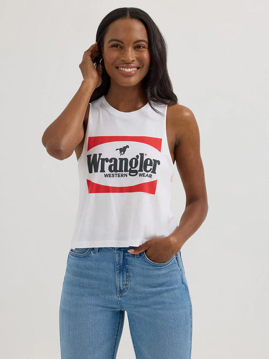 Wrangler Women's White Festival Crop Graphic Tank