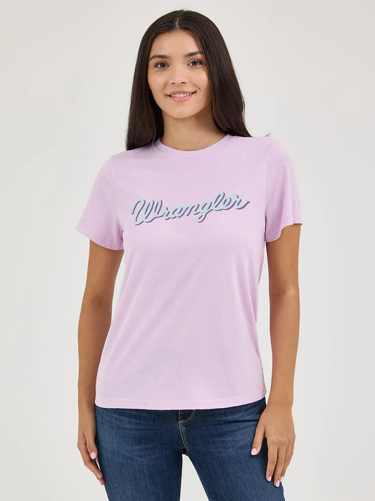Wrangler Women's Wrangler Kabel Logo Vibrant Reg Fit Orchid Bouquet T-Shirt
