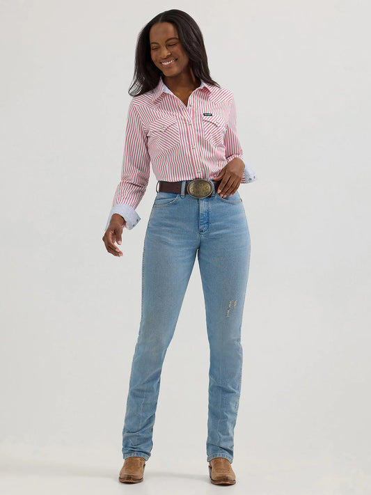 Wrangler Women's All Occasion Western Snap Red Stripe Shirt