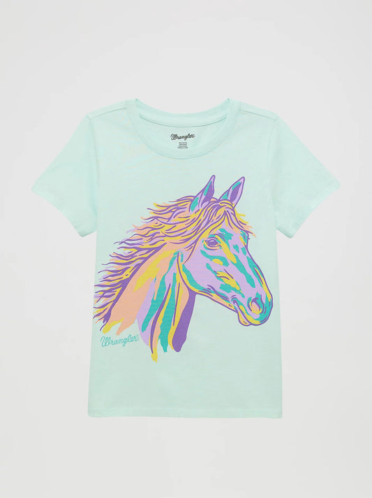 Wrangler Girl's Turquoise Western Graphic T-Shirt