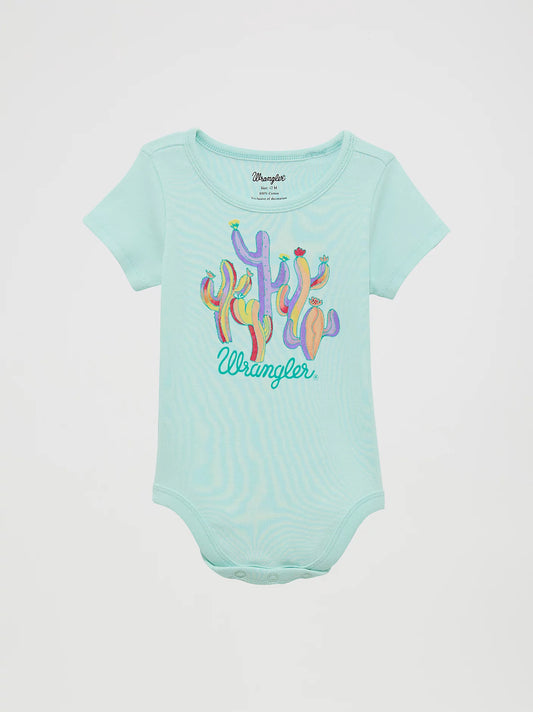 Wrangler Baby Girl's Teal Western Graphic Knit Bodysuit