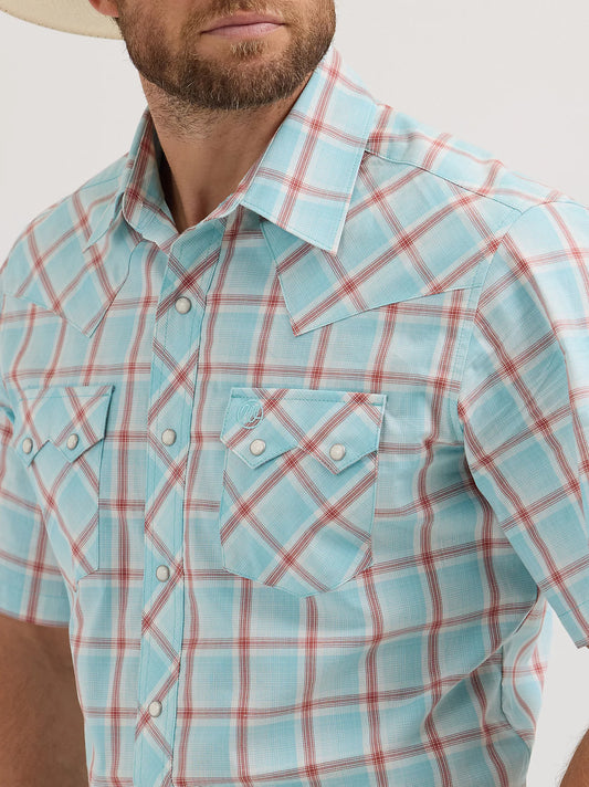Wrangler Men's Retro Short Sleeve Sawtooth Pocket Western Snap Shirt