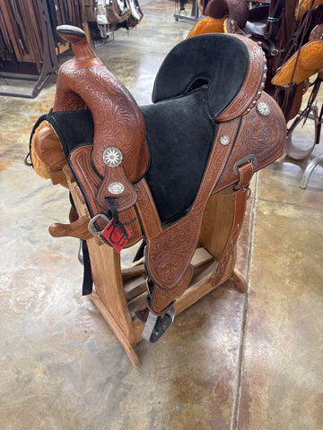 Used Circle Y Tammy Fischer Treeless Barrel Saddle, 14.5" Seat
