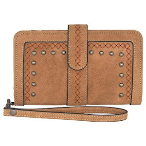 Catchfly Slim Wallet Tan w/Burnished Embossed Southwestern Design