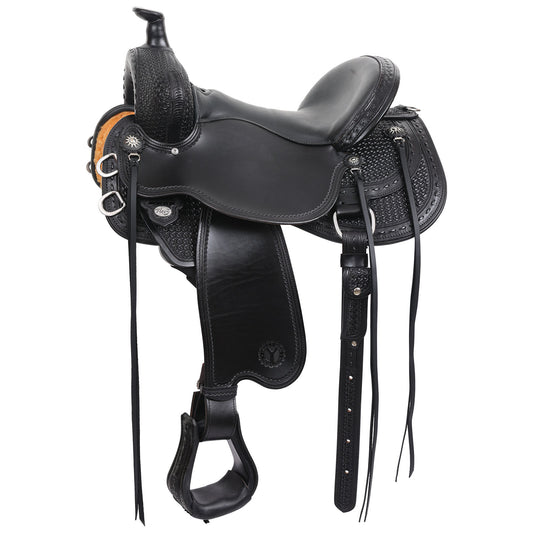 Circle Y Dark Rider Flex2 Trail Saddle, 16", Wide Fit