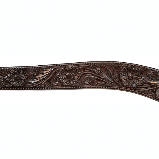 Circle Y Contoured Walnut Classic Floral Breast Collar