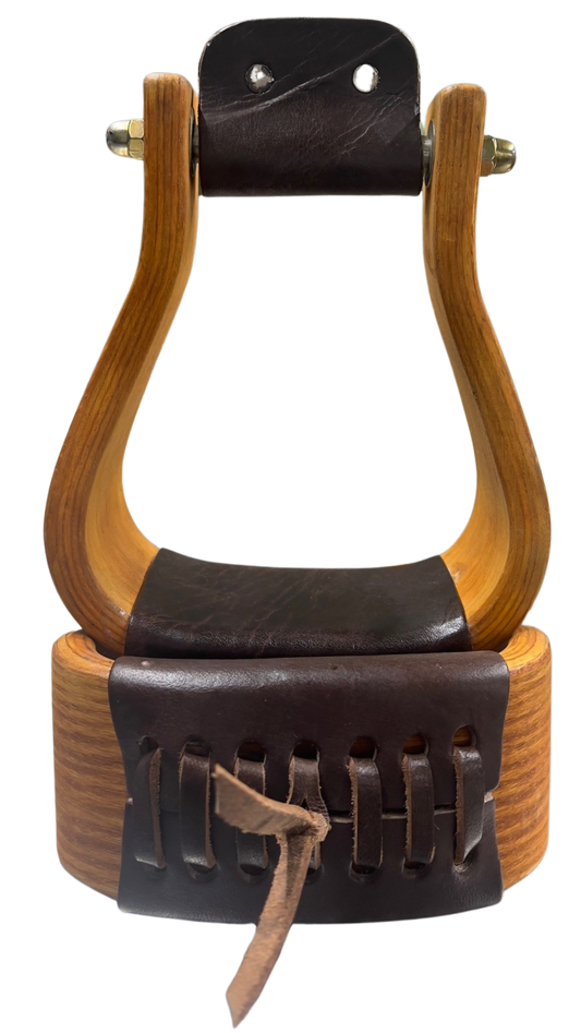 3" Wooden Stirrups with Leather Tread
