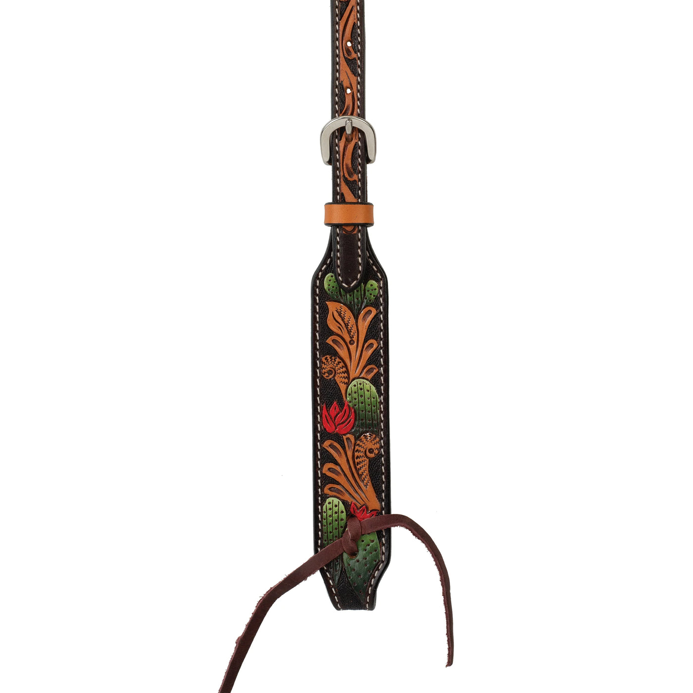 Weaver Turquoise Cross Cactus Tooled One Ear Headstall