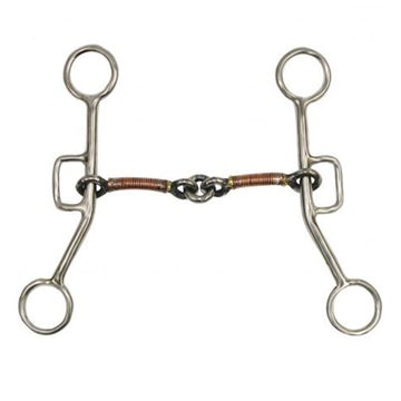 Stainless Steel Sliding Gag Bit with Copper Wrapped Life Saver Ring Mouth Piece