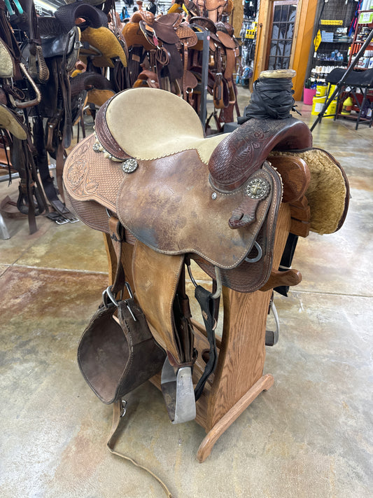 Used Cactus Saddlery Team Roper Saddle, 15" Seat