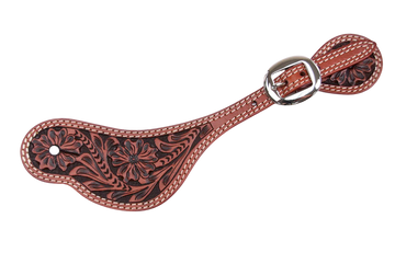 Cowboy Chrome Men's Floral Contrast Hand Tooled Spur Straps