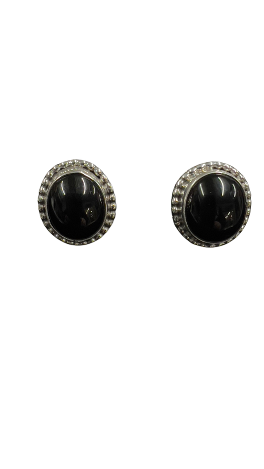 Genuine Indian Handmade Sterling Silver & Black Onyx Stud Earrings