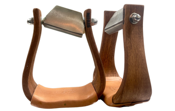 Nettles 3" Gunstock Oiled Chisholm Stirrups with Leveler