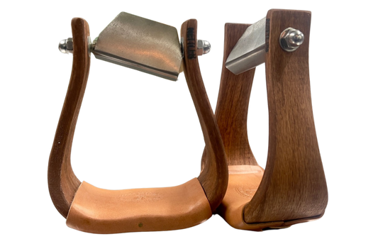 Nettles 3" Gunstock Oiled Chisholm Stirrups with Leveler