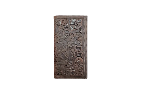 Wrangler Men's Texas Rose Embossed Leather Checkbook Wallet
