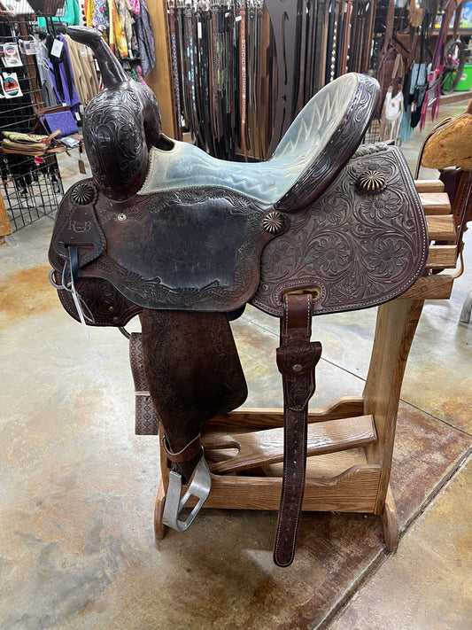 Used R Bar B Barrel Saddle, 14"