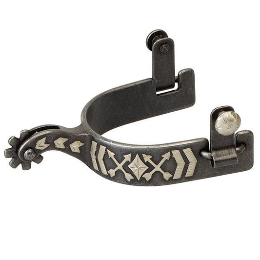 Weaver Men's Black Buffed Spur with Arrow Crossing Design