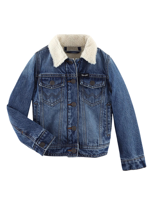 Wrangler Girl's Sherpa Lined Blue Denim Trucker Jacket