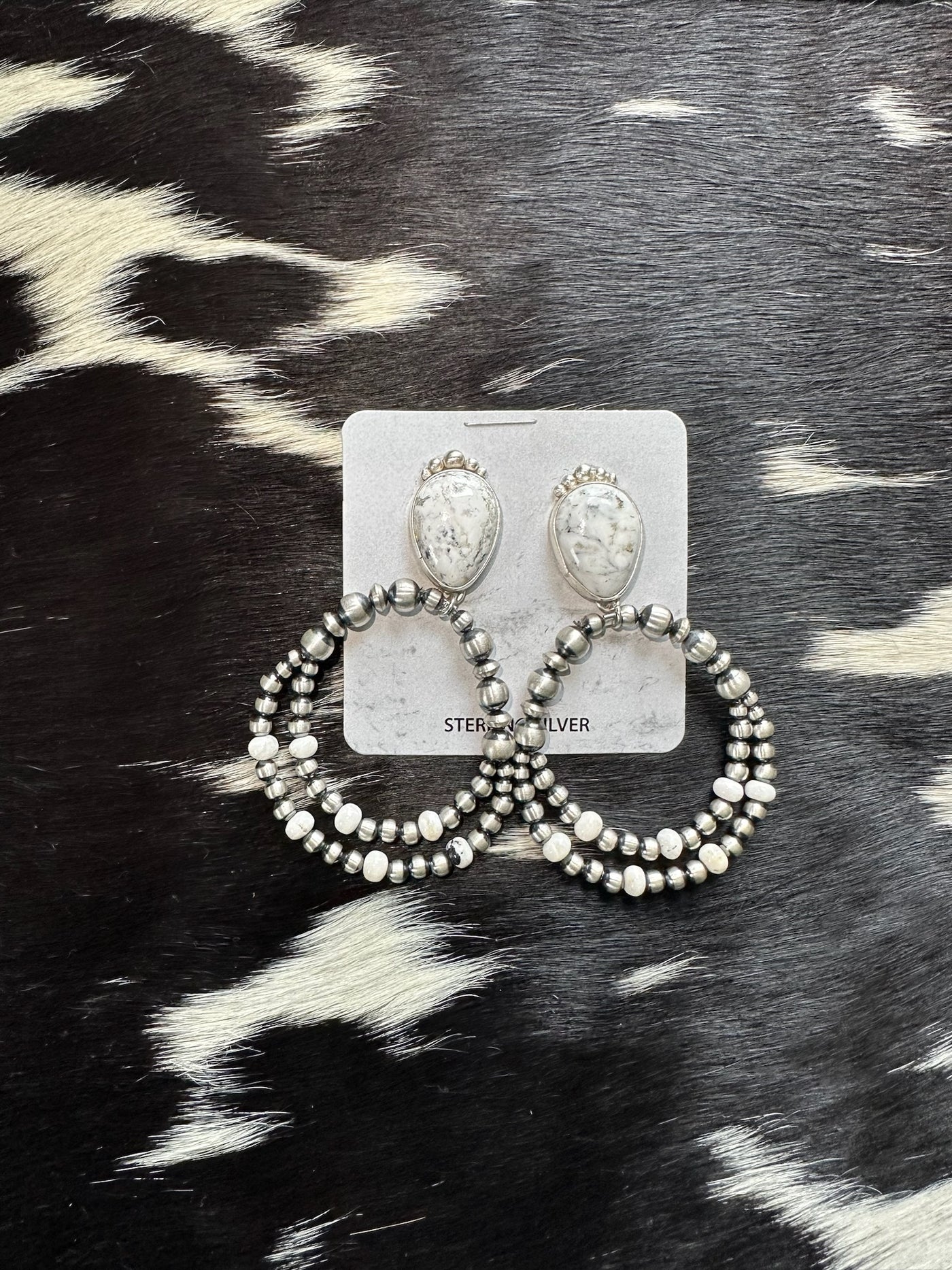 White Buffalo & Navajo Pearl (Real) Earrings