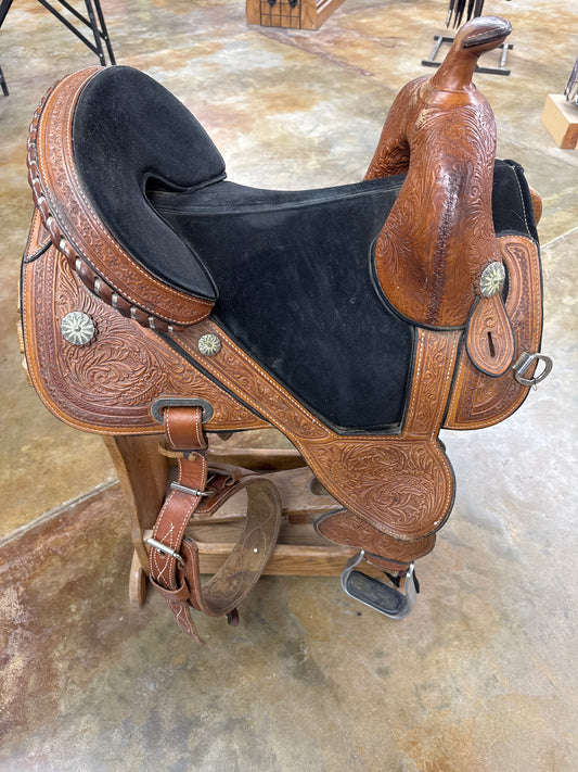 Used Circle Y Tammy Fischer Treeless Barrel Saddle, 14.5" Seat