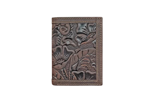 Wrangler Men's Texas Rose Embossed Leather Trifold Wallet