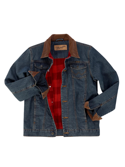 Wrangler Boy's Blanket Lined Denim Jacket-Rustic Blue