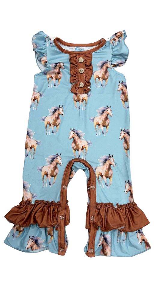 Shea Baby Infant/Toddler Girl's Running Horse Romper