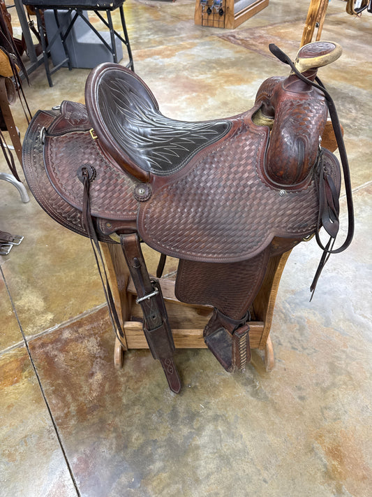 Used Mike Schultz Ranch Roper Saddle, 16" Seat