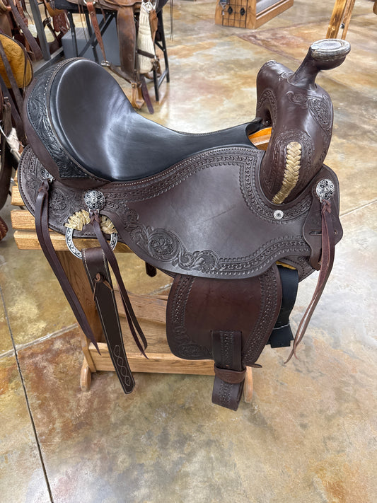 Len Brown Bear Trap Trail Saddle, 16" Seat