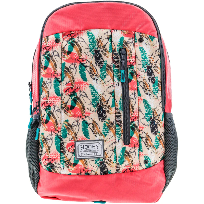 Hooey Rockstar Cream Rose Turquoise Feather Aztec w Rose Black Accents Backpack