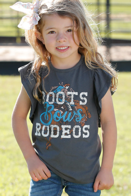 Cruel Girl's Boots, Bows, Rodeos Charcoal Ruffle Sleeve T-Shirt