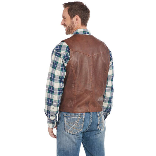 Cripple Creek Men's Vintage Brown Button Front Lamb Nappa Vest