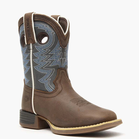 Durango Lil' Rebel Pro Little Kid's Belgian Brown and Denim Blue Western Boots