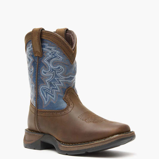 Durango Lil' Rebel Little Kid's Dark Brown and Blue Western Boot