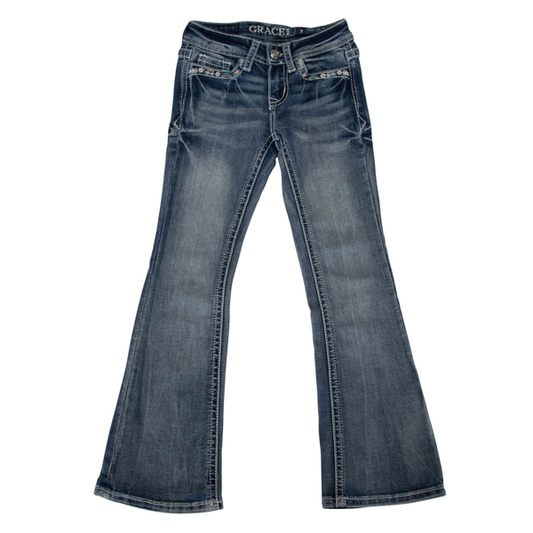 Grace in LA Girl's Double Horseshoe Bootcut Jean