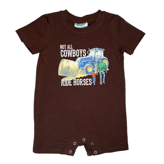 Shea Baby Infant/Toddler Boy's "Not All Cowboys Ride Horses" Short Sleeve Romper