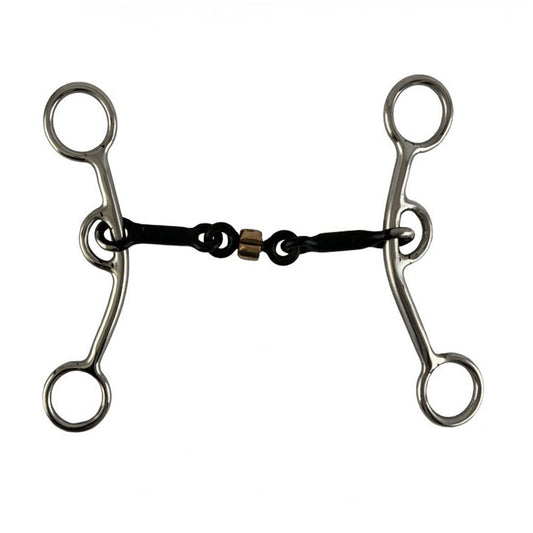 5" Stainless Steel JR Cow-Horse Bit w/Sweet Iron Mouth & Copper Roller
